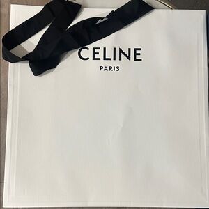 Celine White Tote with Black Straps